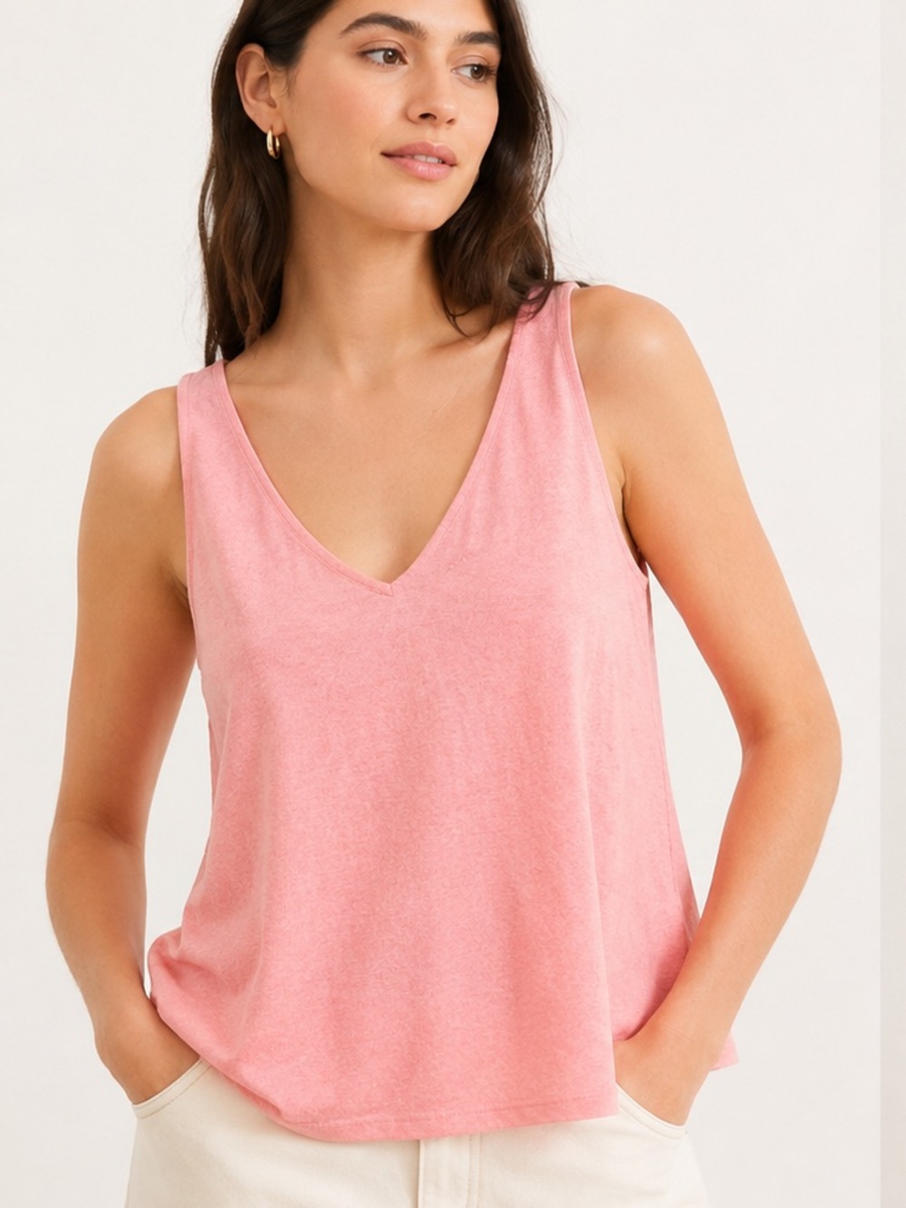 LOFT Pink V-Neck‎ Sleeveless Tank